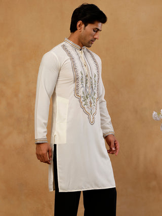 Cotton Blend Ethnic Embroidered Kurta