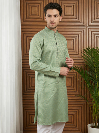 Woven Design Cotton Jacquard Kurta