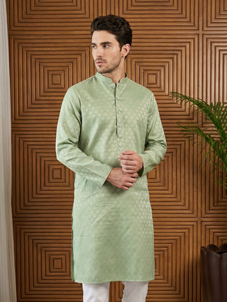 Woven Design Cotton Jacquard Kurta