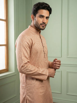 Woven Design Cotton Jacquard Kurta