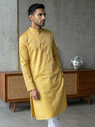 Woven Design Cotton Jacquard Kurta