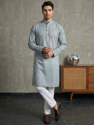 Foil Printed Cotton Blend Kurta