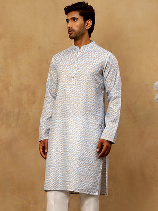 Foil Printed Cotton Blend Kurta