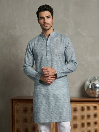 Foil Printed Cotton Blend Kurta