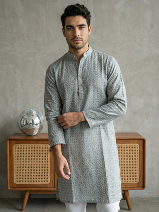 Foil Printed Cotton Blend Kurta