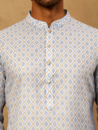 Foil Printed Cotton Blend Kurta
