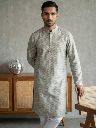 Foil Printed Cotton Blend Kurta