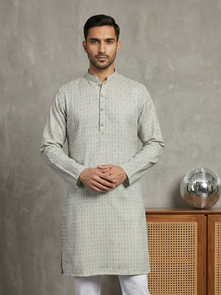 Foil Printed Cotton Blend Kurta