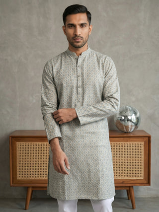 Foil Printed Cotton Blend Kurta