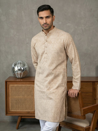 Foil Printed Cotton Blend Kurta