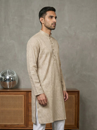 Foil Printed Cotton Blend Kurta