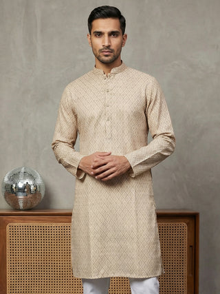 Foil Printed Cotton Blend Kurta