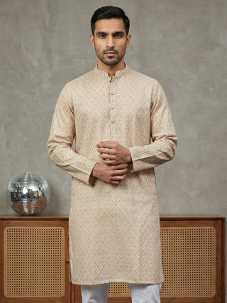 Foil Printed Cotton Blend Kurta