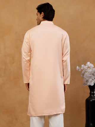 Men Silk Blend Embroidered Kurta