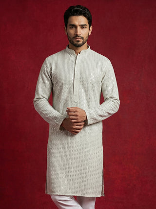 Ivory Sequins Embroidered Kurta