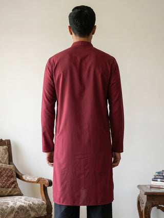 Men’s Classic Silk Blend Kurta with Rich Embroidery
