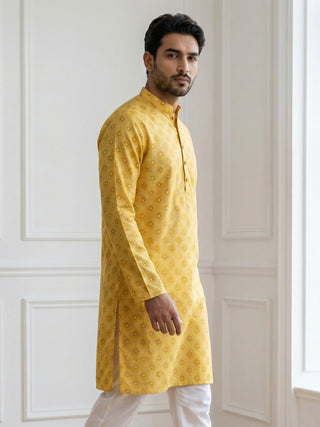 Men’s Printed Cotton Blend Kurta