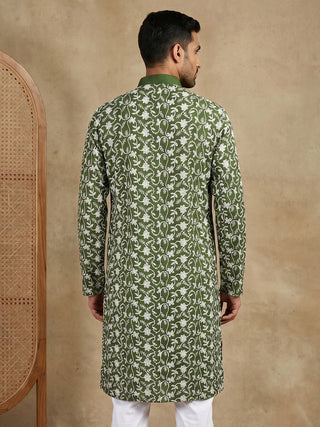Floral Embroidered Viscose Rayon Kurta