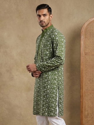 Floral Embroidered Viscose Rayon Kurta