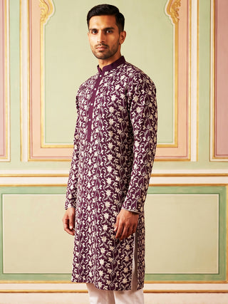 Floral Embroidered Viscose Rayon Kurta