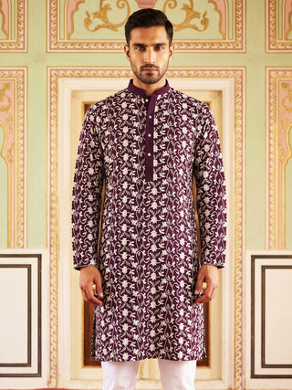 Floral Embroidered Viscose Rayon Kurta