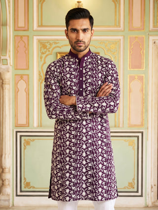 Floral Embroidered Viscose Rayon Kurta