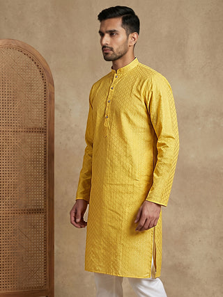 Men’s Cotton Blend Woven Design Kurta