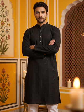 Men’s Silk Blend Thread Work Kurta