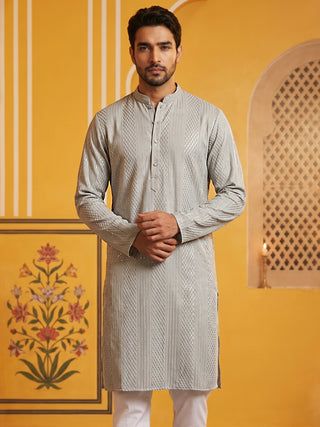 Men’s Silk Blend Thread Work Kurta
