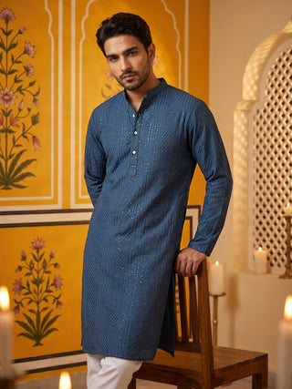 Men’s Silk Blend Thread Work Kurta