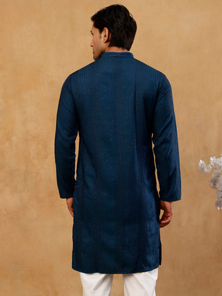 Men's Silk Blend Thread Work Kurta