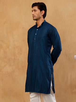 Men's Silk Blend Thread Work Kurta