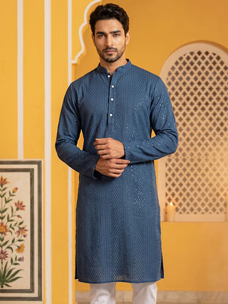 Men’s Silk Blend Thread Work Kurta
