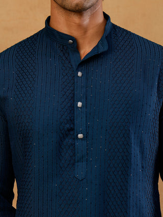 Men's Silk Blend Thread Work Kurta