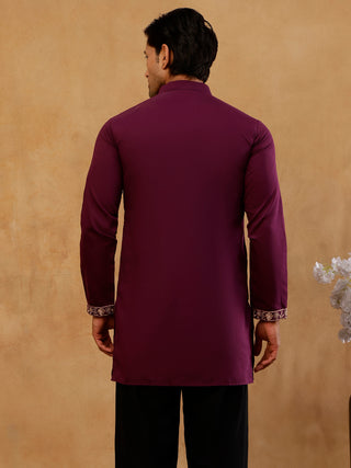 Cotton Blend Floral Embroidered Kurta