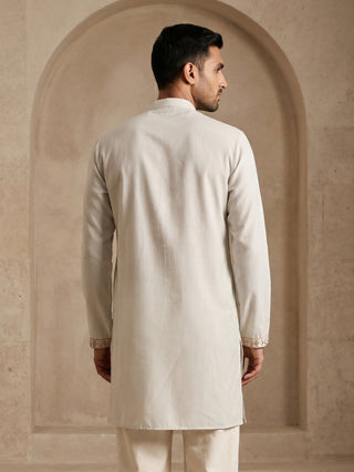 Cotton Blend Floral Embroidered Kurta