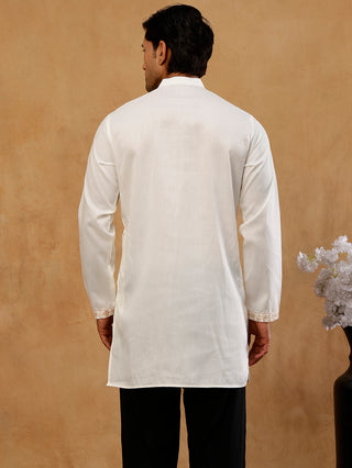 Cotton Blend Floral Embroidered Kurta