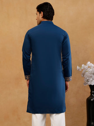 Cotton Blend Floral Embroidered Kurta