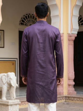 Men's Cotton Blend Embroidered Kurta
