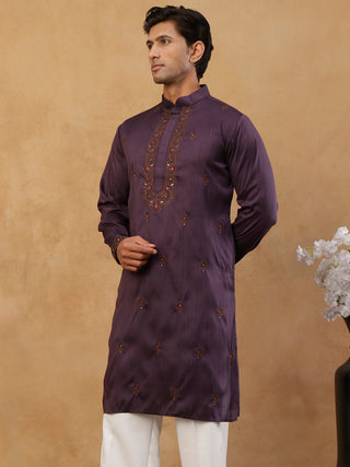 Men's Cotton Blend Embroidered Kurta