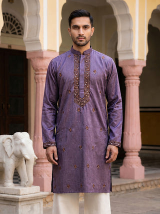 Men's Cotton Blend Embroidered Kurta
