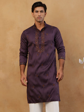 Men's Cotton Blend Embroidered Kurta