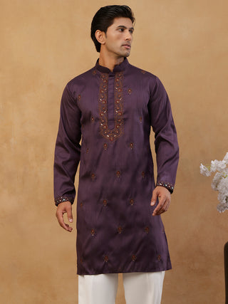 Men's Cotton Blend Embroidered Kurta