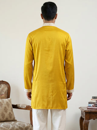 Men's Embroidered Silk Blend Kurtas