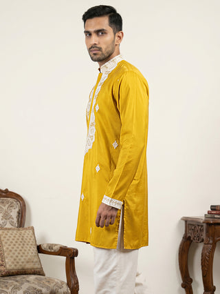 Men's Embroidered Silk Blend Kurtas
