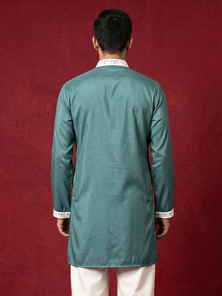 Men's Embroidered Silk Blend Kurtas