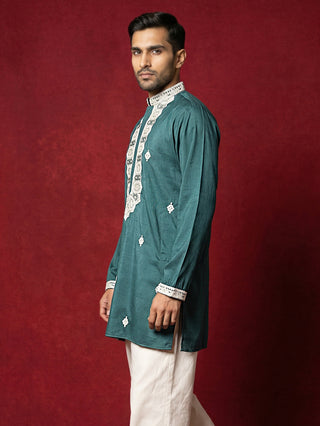 Men's Embroidered Silk Blend Kurtas