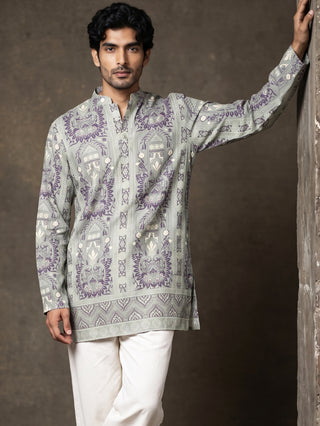 Cotton Blend Ethnic Printed Short Kurta