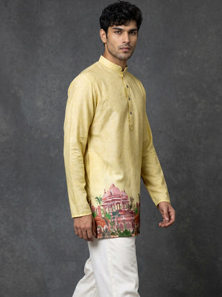 Cotton Blend Ethnic Printed Short Kurta