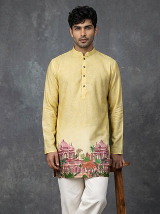 Cotton Blend Ethnic Printed Short Kurta